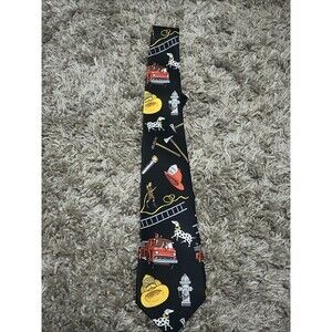 Vintage 1997 Fire Fighter Tie Neck Tie 100% Polyester Deborah Hand Made 56”